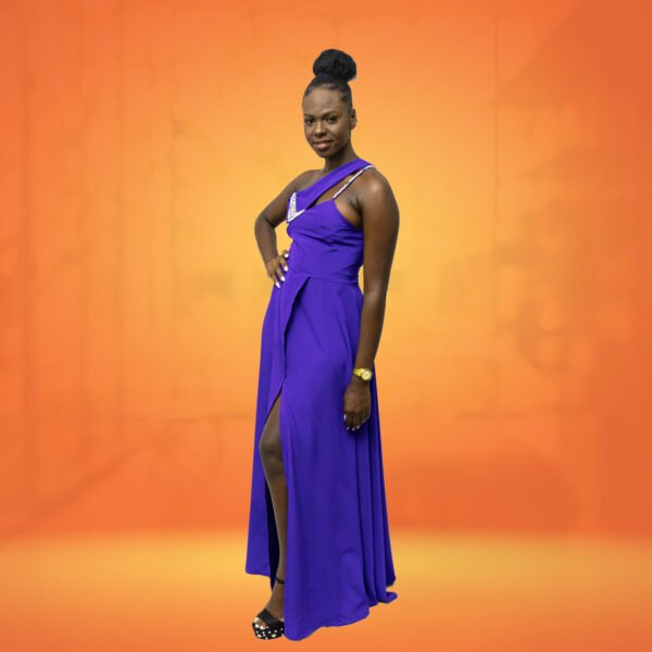 Robe bleu fente avant – Image 2